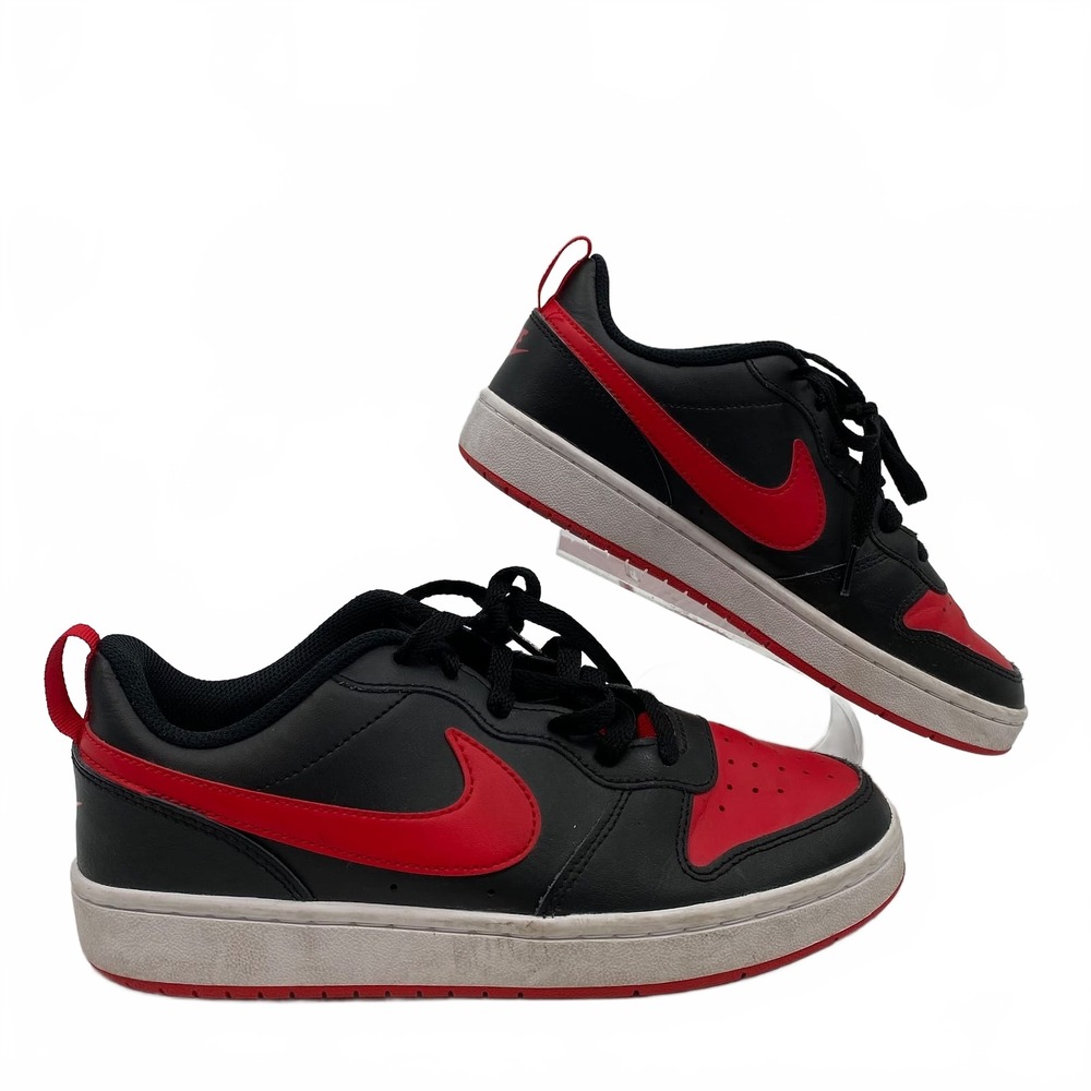 Nike Black Red Court Borough Low Sneakers | Kids 6.5